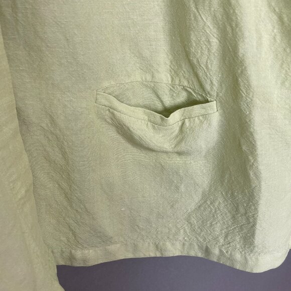 Eileen Fisher Top Long Sleeve Button-Up Pocket Single Pocket Pale Lime Green 2X - Picture 13 of 16